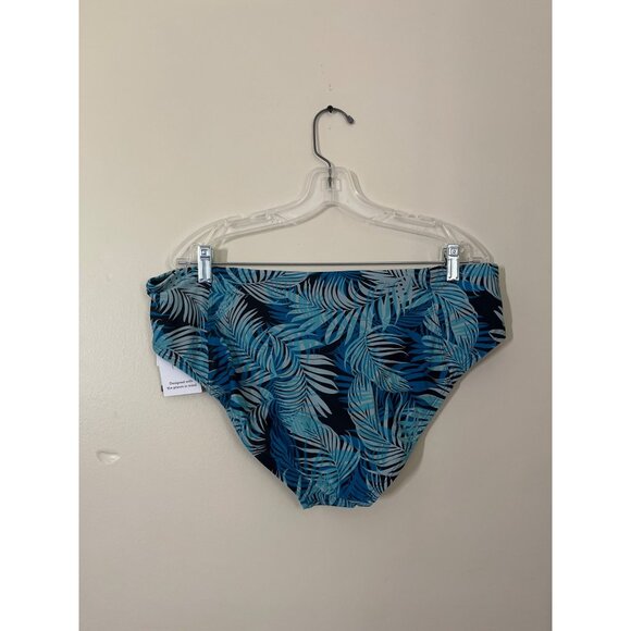3 For $6 NWT Time And Tru Womens XLarge Bikini Bottom Overlapping Blue Palm Prin - Picture 2 of 4